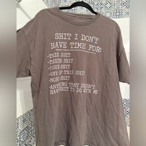 Spencer's Brown Graphic Short Sleeve Tee with White Text